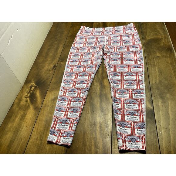 Budweiser Women's Leggings All Over Printed Logo Spellout Size Large NWT - Picture 1 of 8